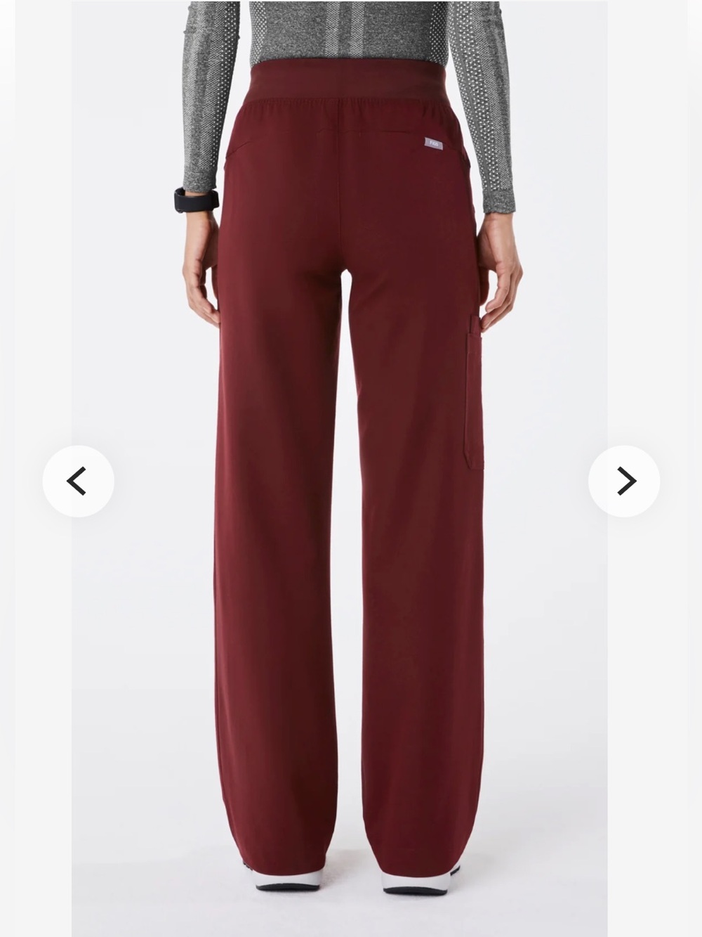 FIGS Women's Isabel High-Rise Wide-Leg Scrub Pant Burgundy - Picture 2 of 7